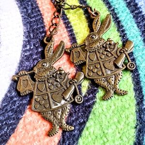 White Rabbit Alice in Wonderland - Handmade Earrings